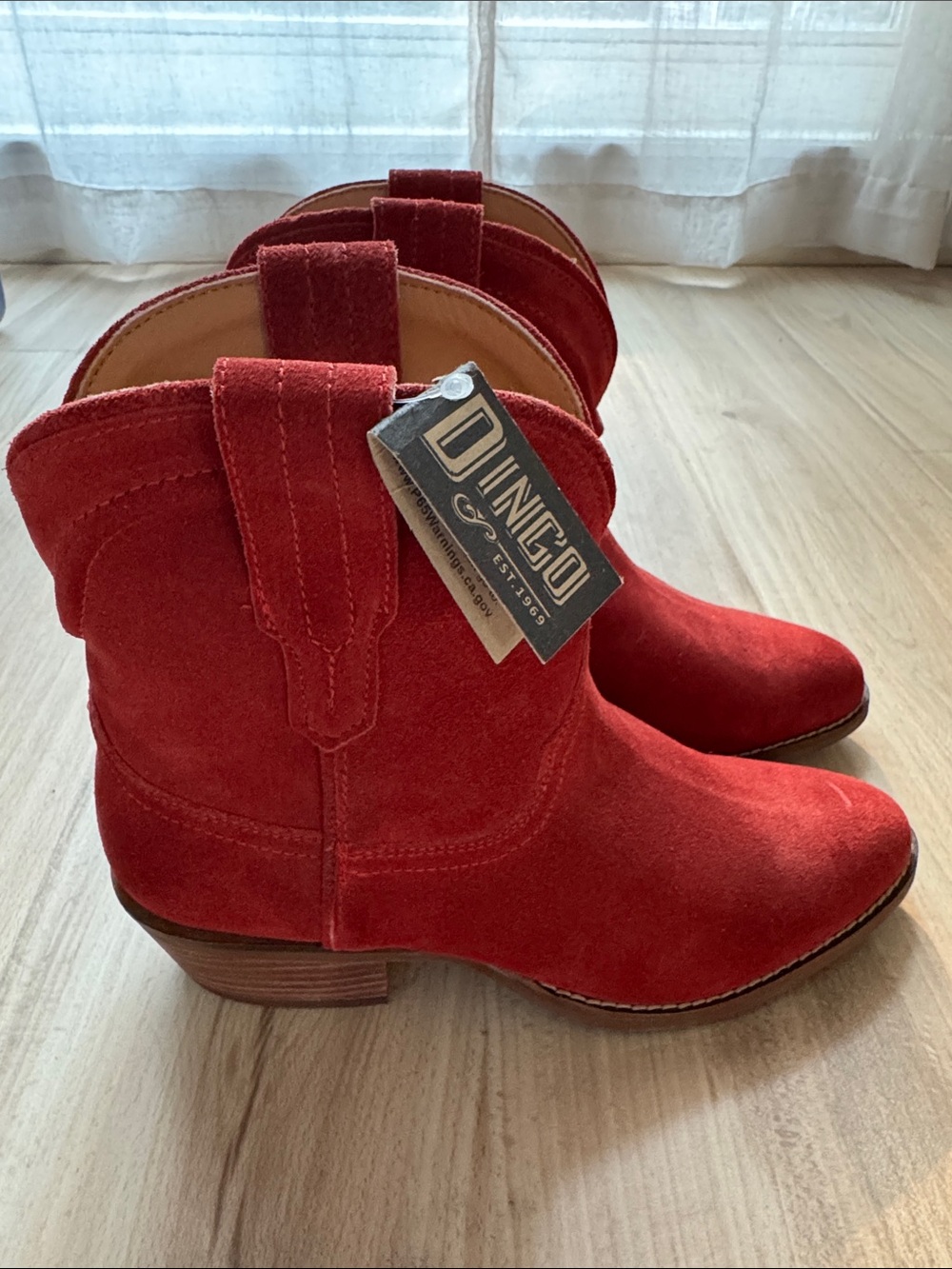 dingo Red Suede Western Ankle Booties